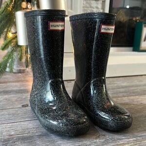 Hunter Black Glitter Rain Boots